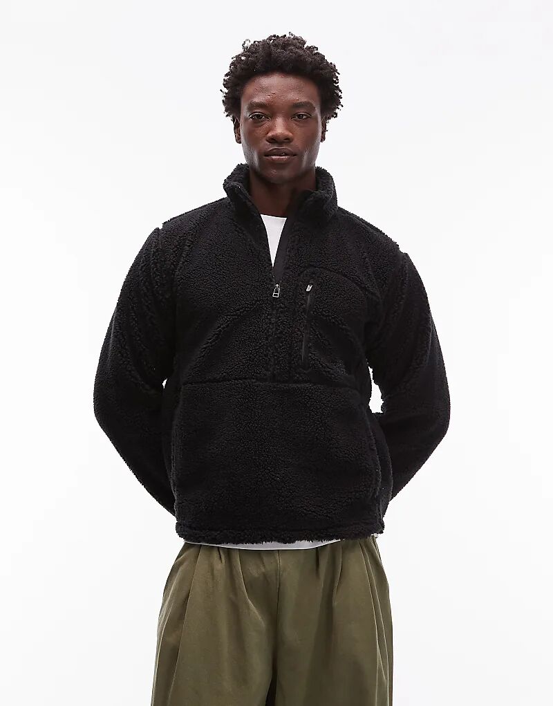 

Флисовая куртка North Face Extreme Pile Heavy Borg с застежкой-молнией 1/2 черного цвета