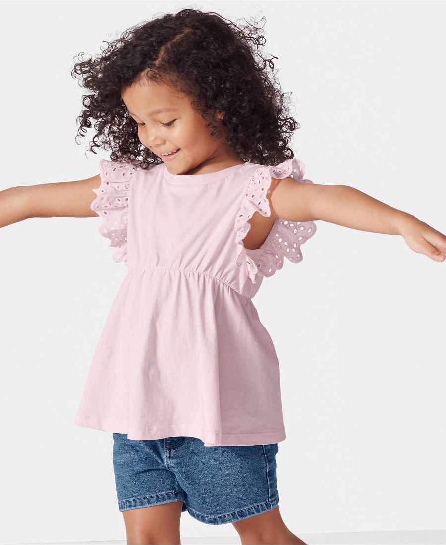 

Детский топ с коротким рукавом и баской Lands' End, Fairy tale pink