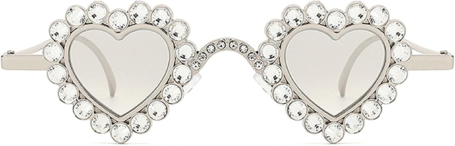 

Женские солнцезащитные очки в маленькой оправе в форме сердца со стразами, роскошные солнцезащитные очки в стиле панк, винтажные очки с сердечками, 2024 год mincl, Silver