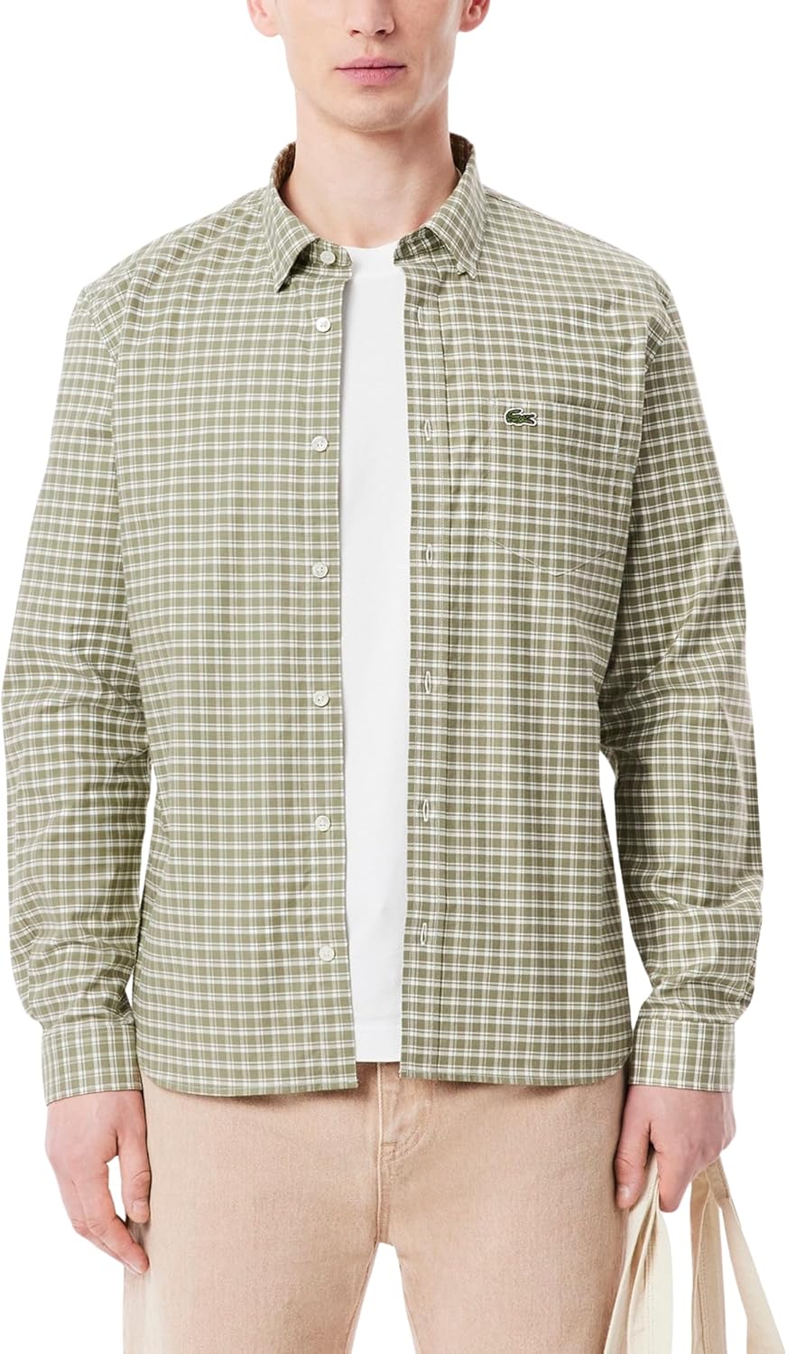 

Lacoste мужская рубашка с длинным рукавом в клетку, regular fit, Flour Green