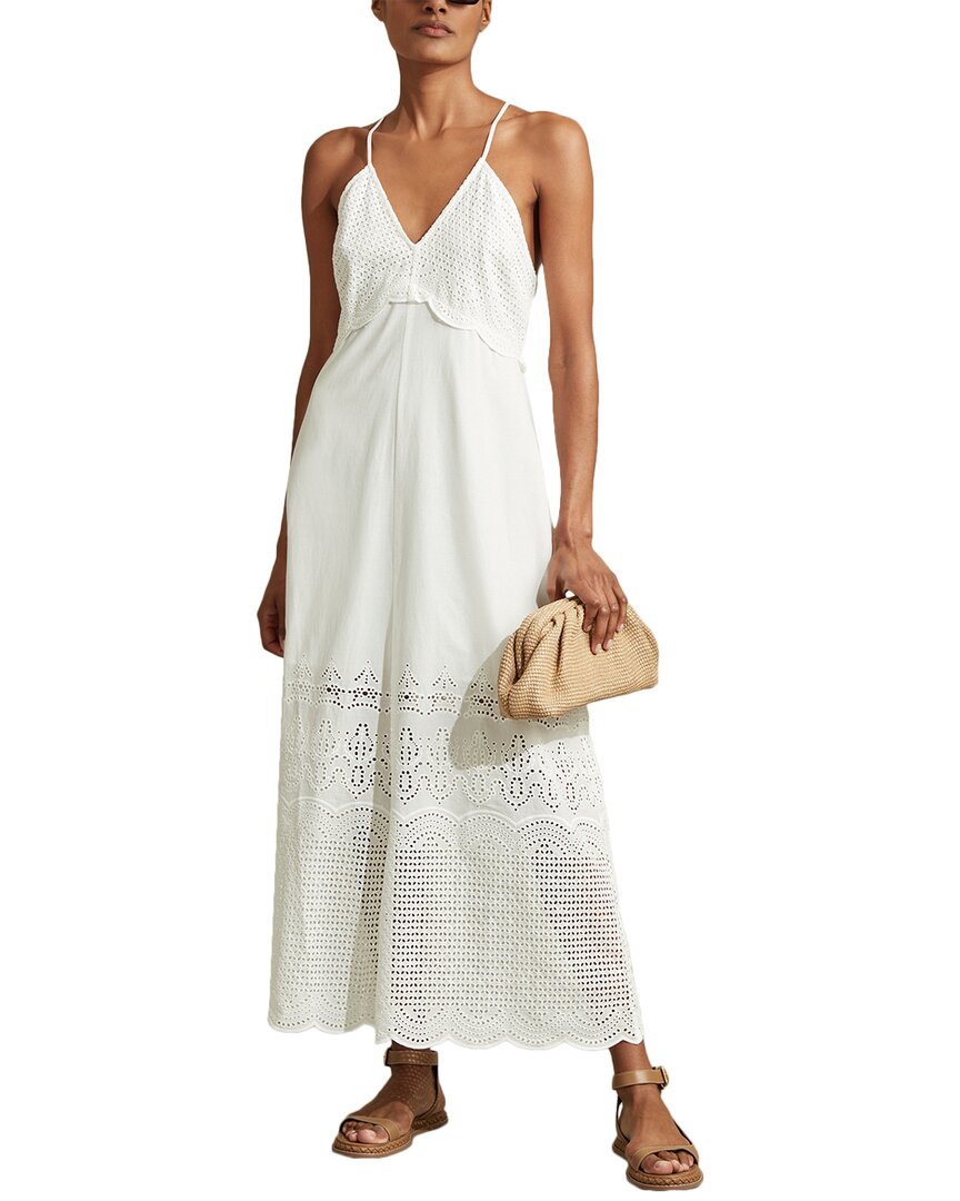 

Reiss Tate Broderie Maxi Dress, белый