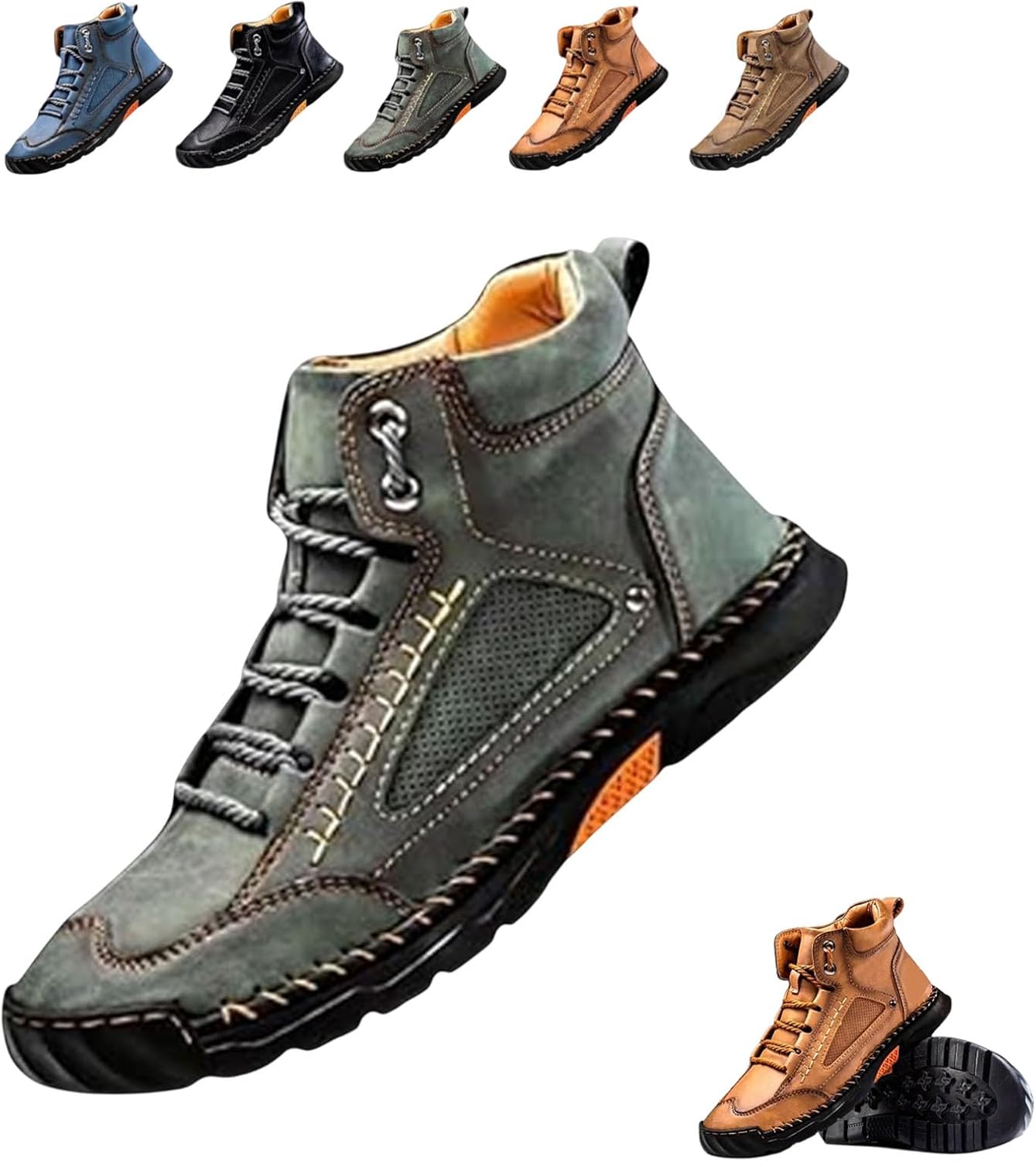 

Мужские удобные кожаные ботинки ручной работы, кожаные ботинки ручной работы для мужчин Generic, зеленый