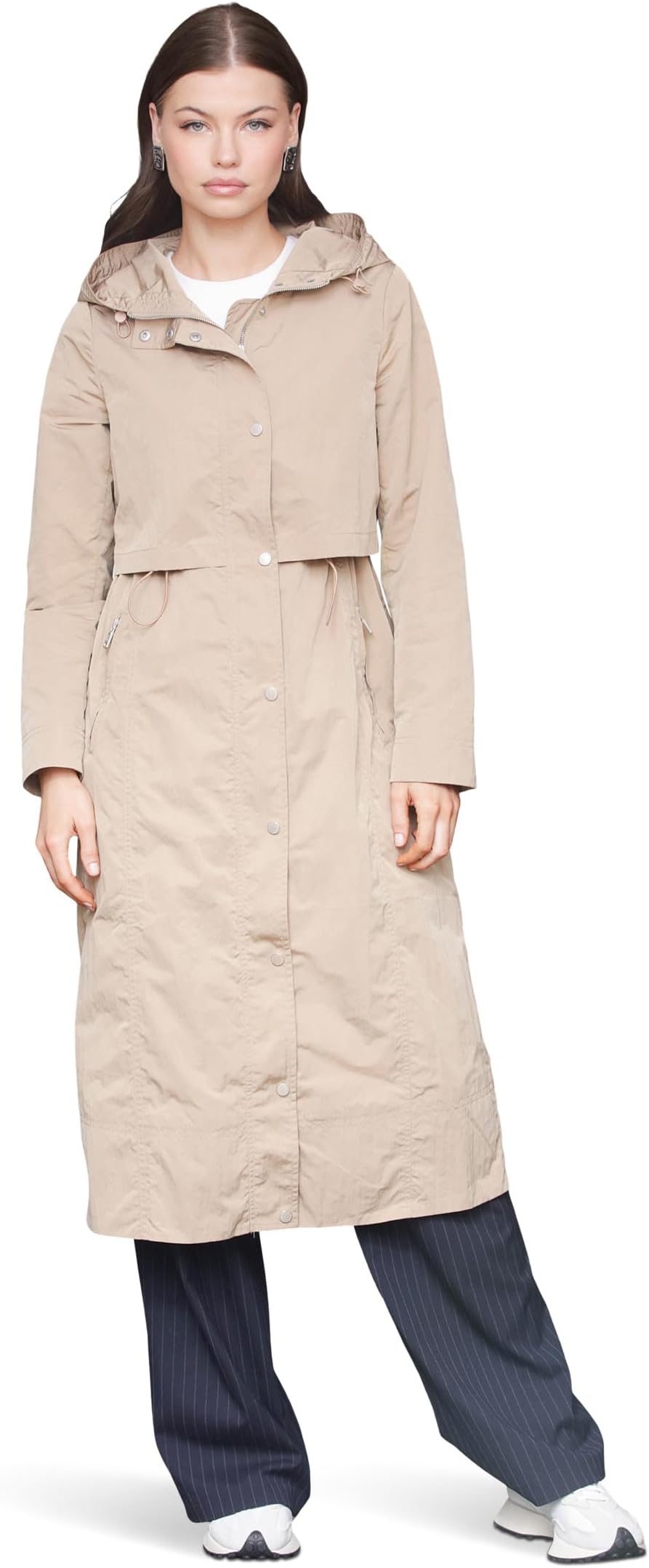 

Женское длинное пальто-анорак с капюшоном Avec Les Filles, Camel