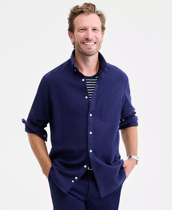 

Мужская фланелевая рубашка Regular-Fit, созданная для Macy's Club Room, синий