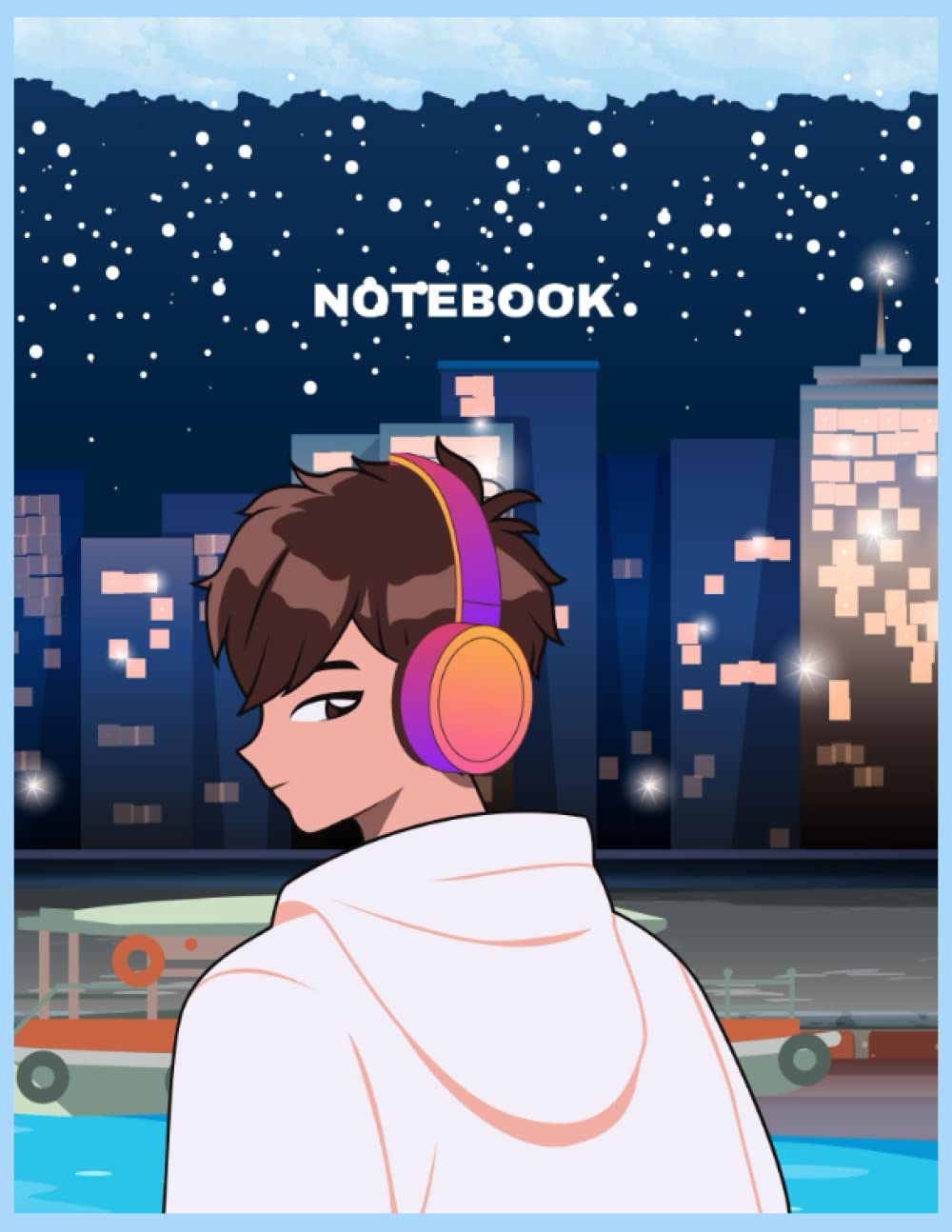 

Blue Anime Notes Notebook: 8 x 11 100 lined Pages Anime Notebook for Notes | Anime Lover Gift Idea | Notebook for School & Anime