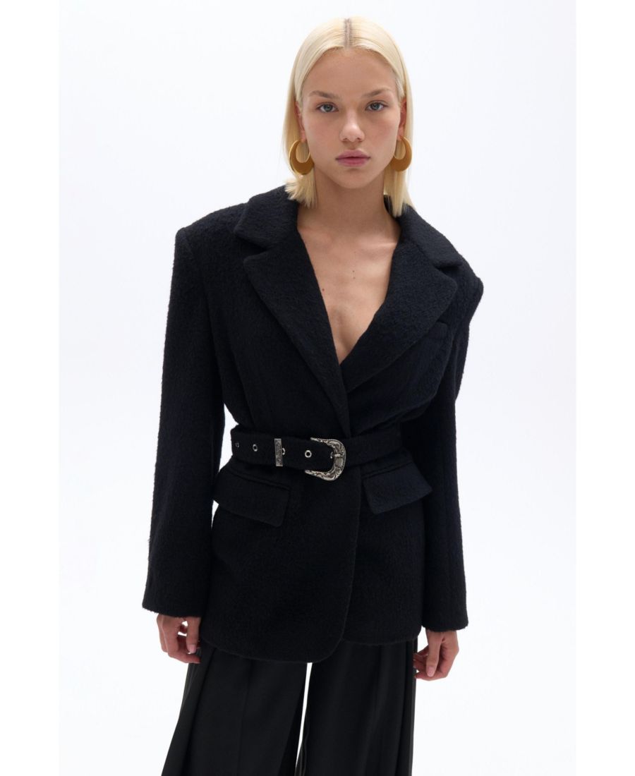 

Женский двубортный жакет с поясом NOCTURNE, Black