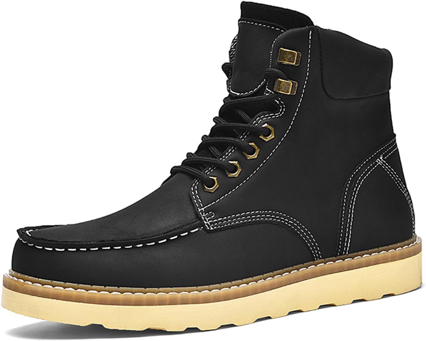 

Мужские ботинки Водонепроницаемые строительные ботинки Для улицы с противоскользящей подошвой Модные высокие кожаные туфли Generic, черный