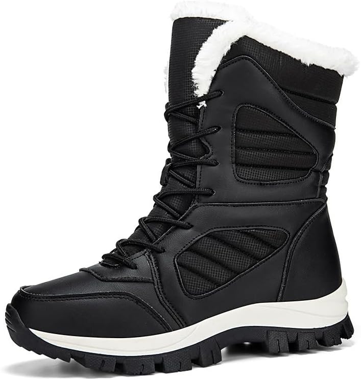 

Мужские зимние снегоступы, теплые нескользящие водонепроницаемые легкие ботинки, ботинки для походов, прогулочные туфли, полностью с меховой подкладкой, термоботинки для походов Odipon, черный