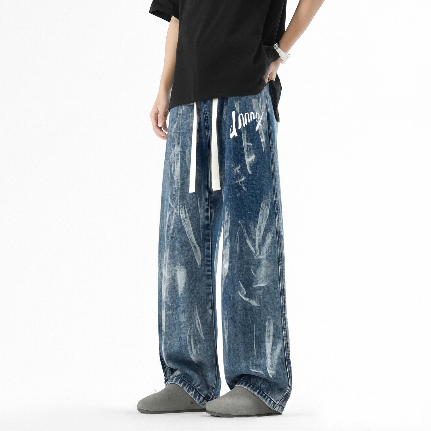 

Джинсы Unisex Dnnnnx, каменная мойка серый (2511)