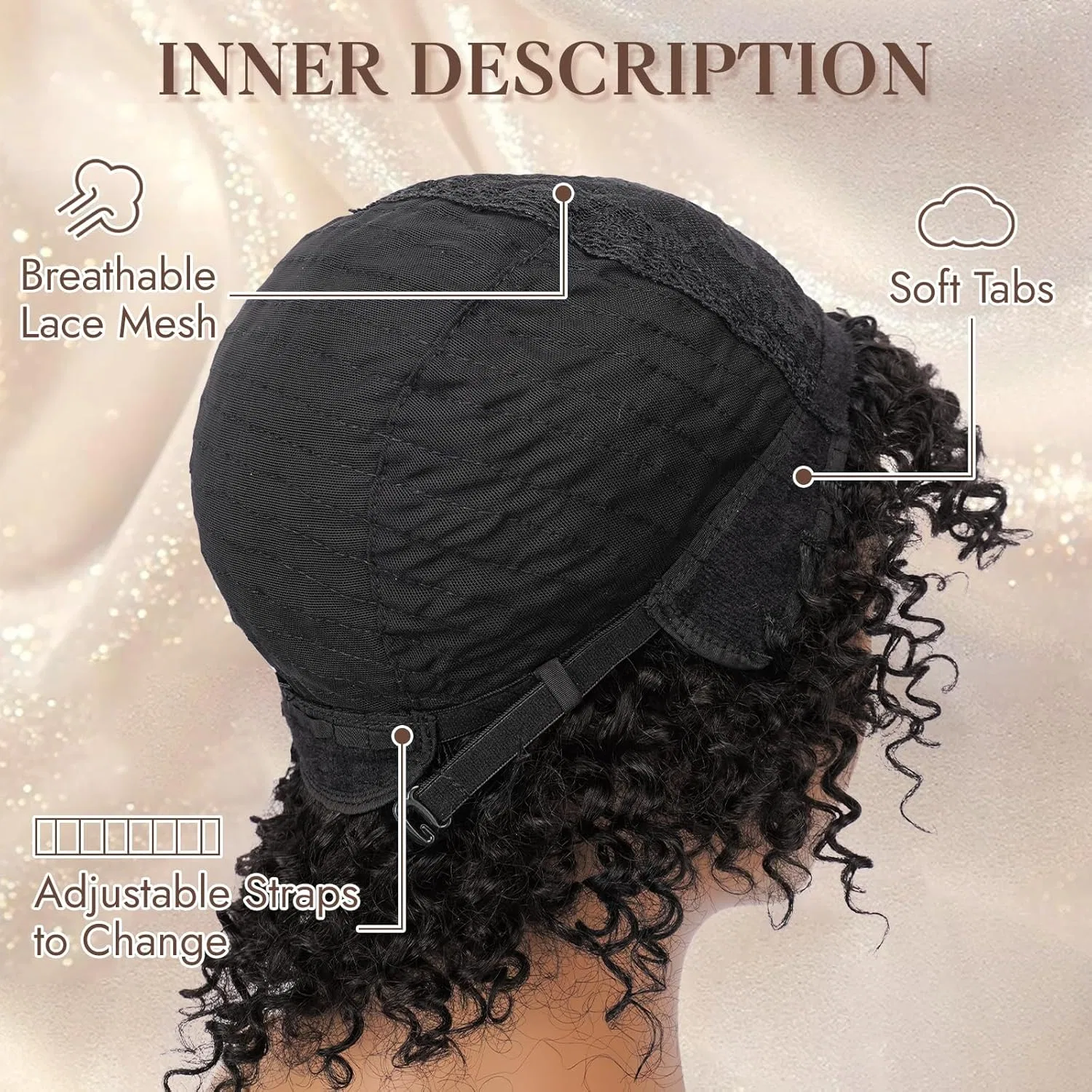 Короткий кудрявый парик из натуральных волос RUWISS Kinky Curly Afro Ruwiss, Natural Black — фото 4