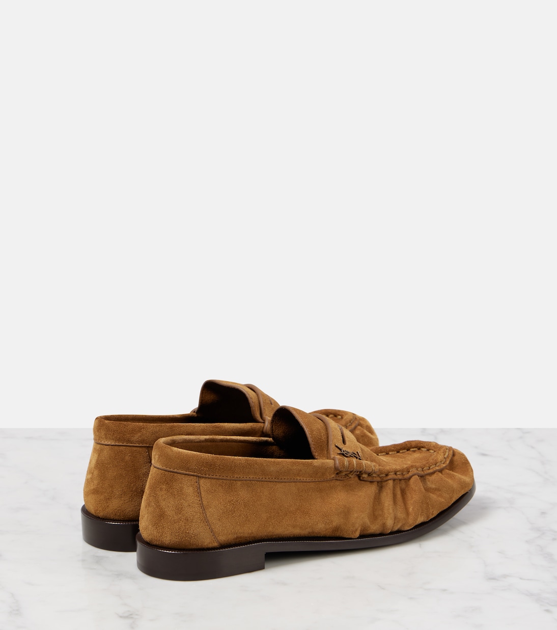 Лоферы пенни лоуферы из замши Saint Laurent, Cuoio (Or Officier) — фото 2