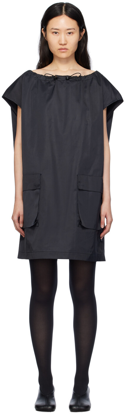 

Черное мини-платье на кулиске Mm6 Maison Margiela, Черный, Черное мини-платье на кулиске Mm6 Maison Margiela