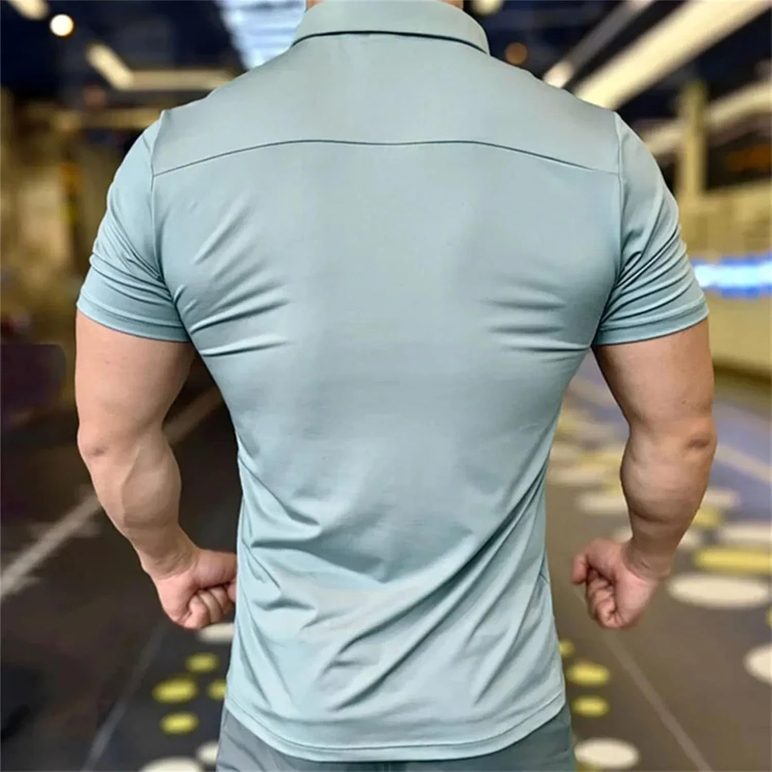 Мужская футболка Polo для бега из ледяного шелка с быстрой сушкой, свободный воротник Generic, белый — фото 3
