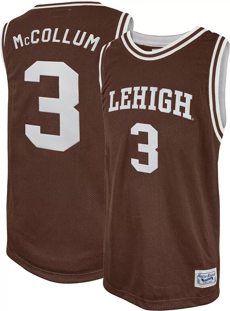 

Retro Brand Мужская баскетбольная майка Lehigh Mountain Hawks CJ McCollum #3 коричневая реплика, Коричневый, Retro Brand Мужская баскетбольная майка Lehigh Mountain Hawks CJ McCollum #3 коричневая реплика