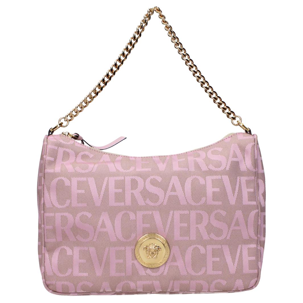 

Тканевая сумка через плечо среднего размера для женщин розовая VERSACE, Set (Bag+Dust Bag)