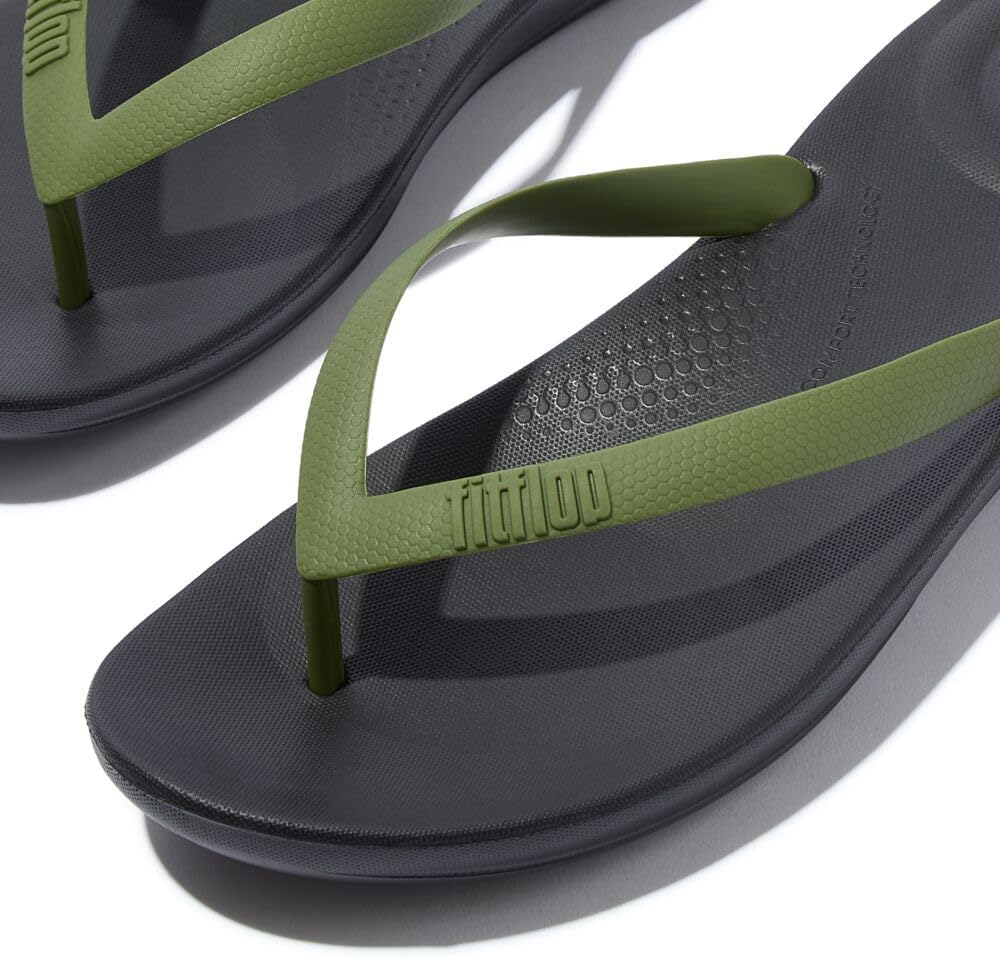 Мужские эргономичные шлепанцы FitFlop Iqushion, черный/зеленый — фото 4