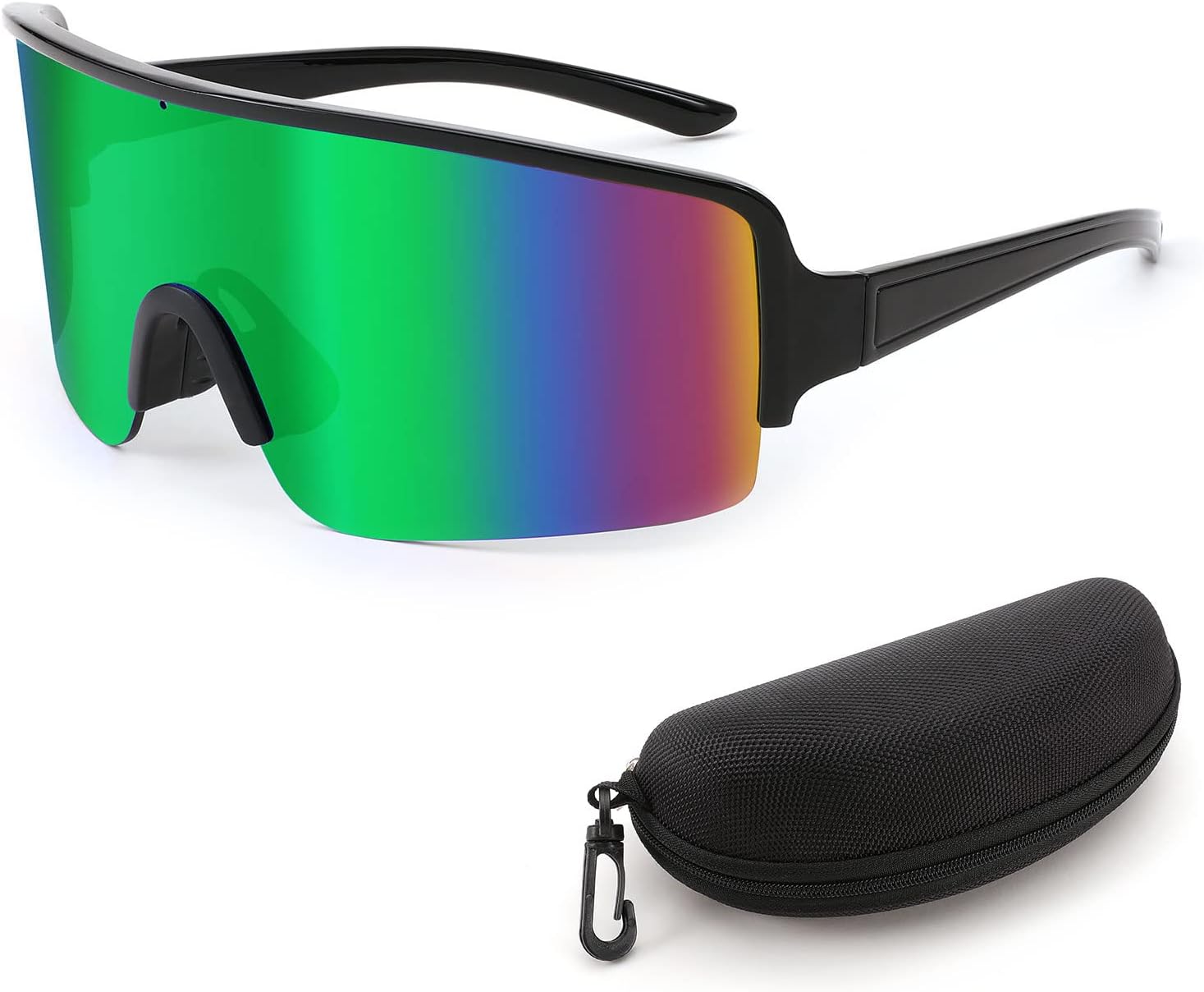 

Спортивные солнцезащитные очки Karsaer Vision, обтекаемые очки в стиле 80-х, солнцезащитные очки для софтбола и бейсбола, для бега и велоспорта, для активного отдыха на природе, Green Mirror/Black Frame