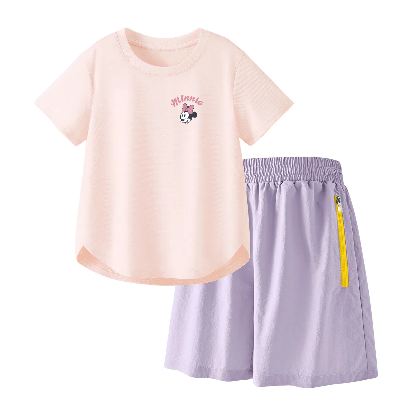Детская повседневная спортивная футболка с круглым вырезом Disney, Thick Board Line K Mist White+Solid Color Deep Sea Blue — фото 4
