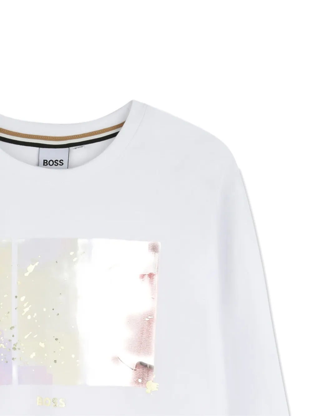 Футболка с длинными рукавами и графичным принтом BOSS Kidswear, белый — фото 3