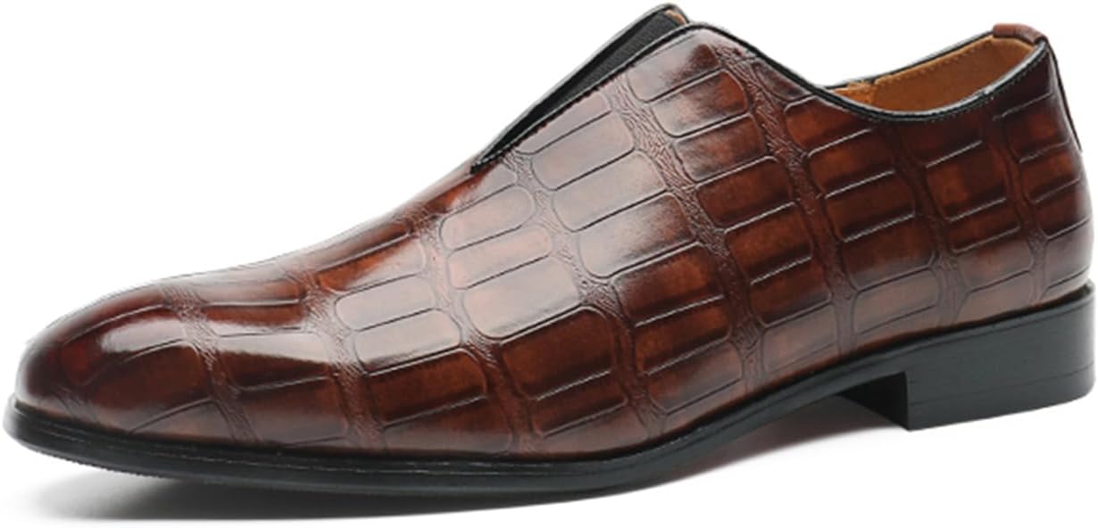 

Мужские классические туфли из искусственной кожи без шнурков, повседневные туфли для мужчин Generic, коричневый