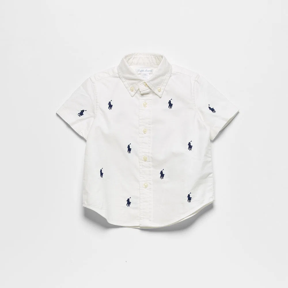 Детская рубашка-поло с короткими рукавами Oxford Pony, белая, от Polo Ralph Lauren Children