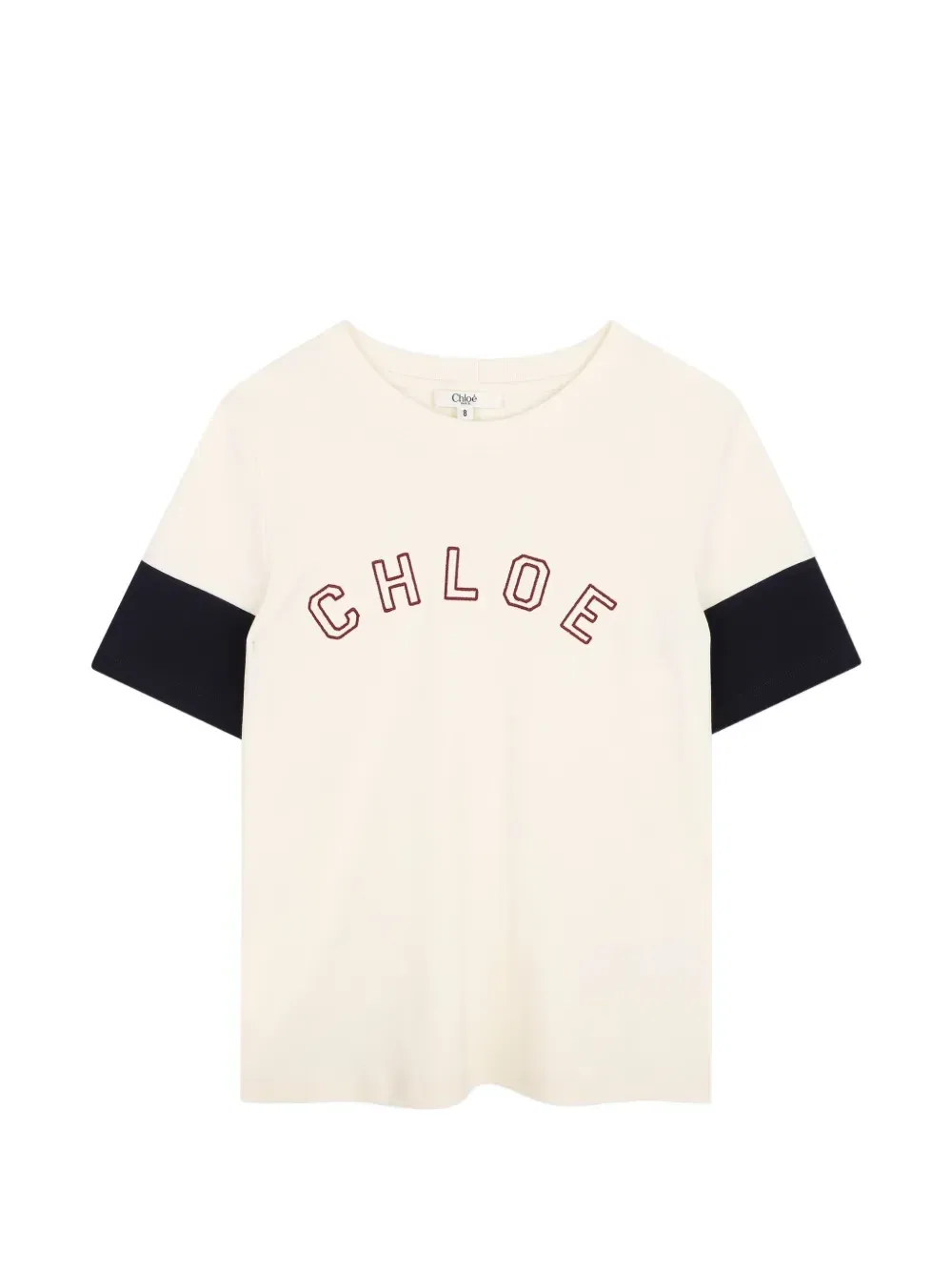 Футболка в стиле колор-блок с вышитым логотипом Chloé Kids, бежевый