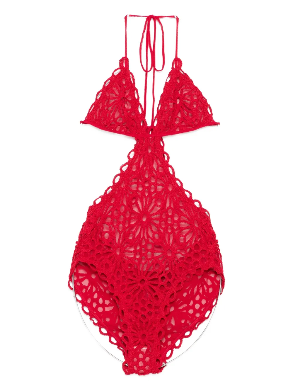 

Купальник с цветочным кружевом Norma Kamali, красный