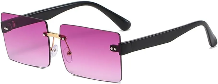 

Ретро солнцезащитные очки для женщин, без оправы, градиентные солнцезащитные очки, линзы с четкими линиями, женские очки без оправы HDUBFY, Double Purple