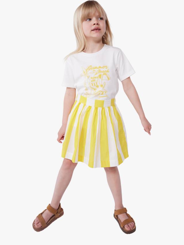 Детская хлопковая футболка с принтом Petit Bateau, Marshmallow/Orge — фото 2