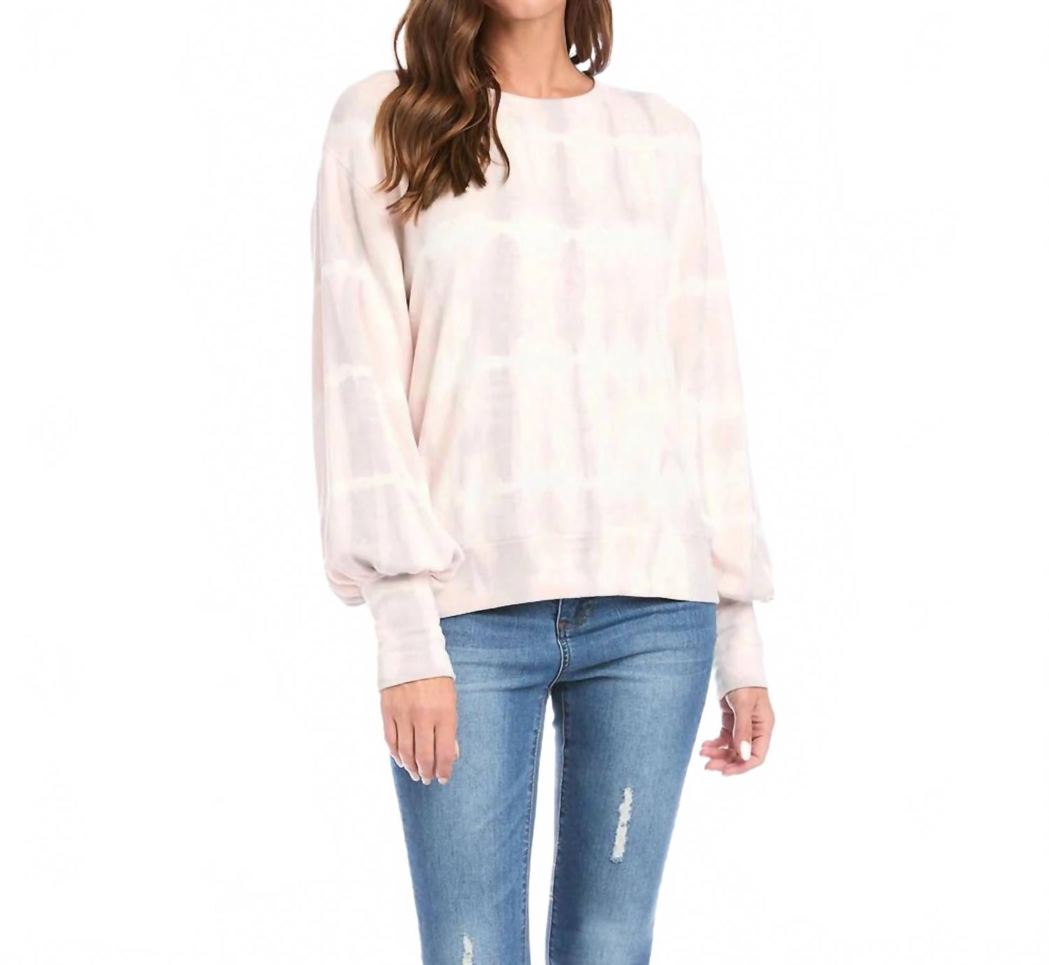 

Karen Kane Толстовка с пышными рукавами, розовая, с эффектом тай-дай