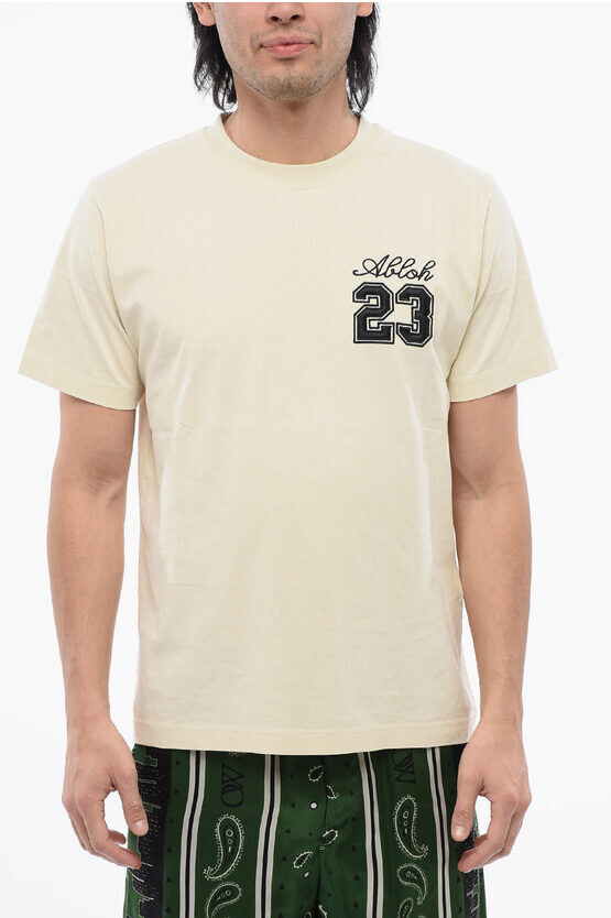 

Футболка Off-White Embroidered 23 Slim Fit, бежевый