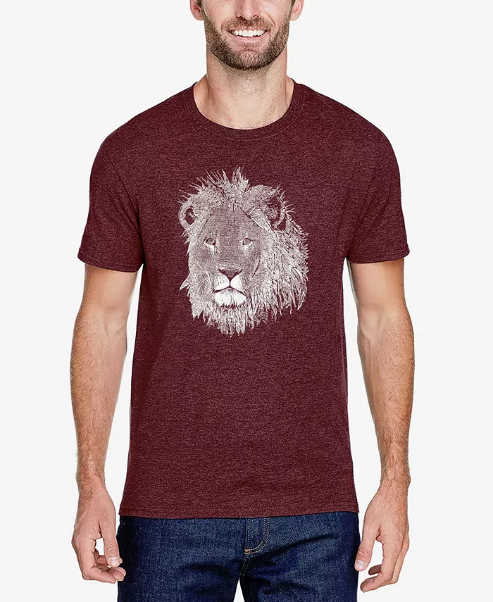 

Мужская футболка Premium Blend с принтом Word Art Lion LA Pop Art, красный