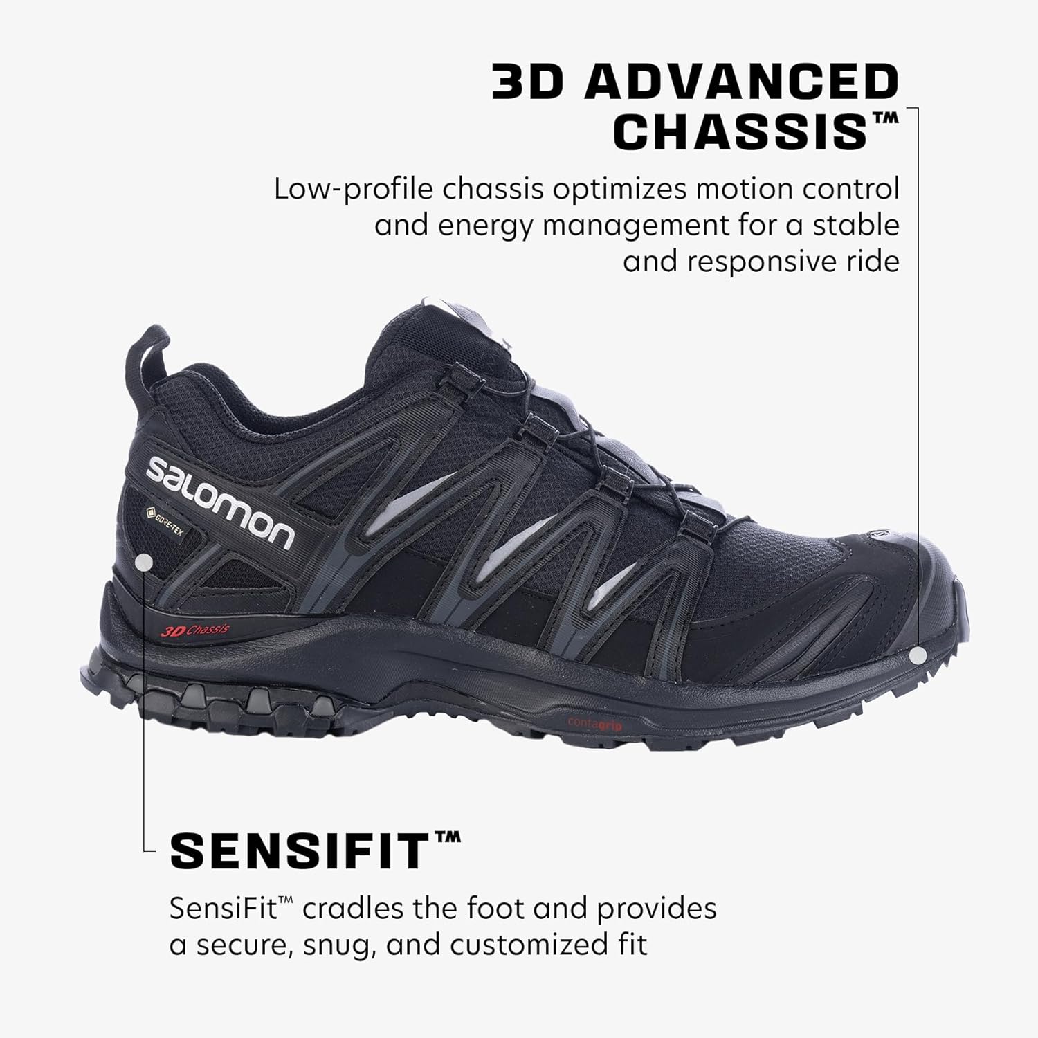 Кроссовки для трейлраннинга Salomon Men's XA PRO 3D, Black/Black/Magnet — фото 3