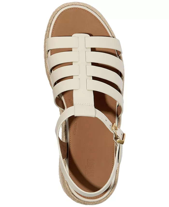 Женские эспадрильи на платформе с кожаным клином FitFlop, коричневый/бежевый — фото 3
