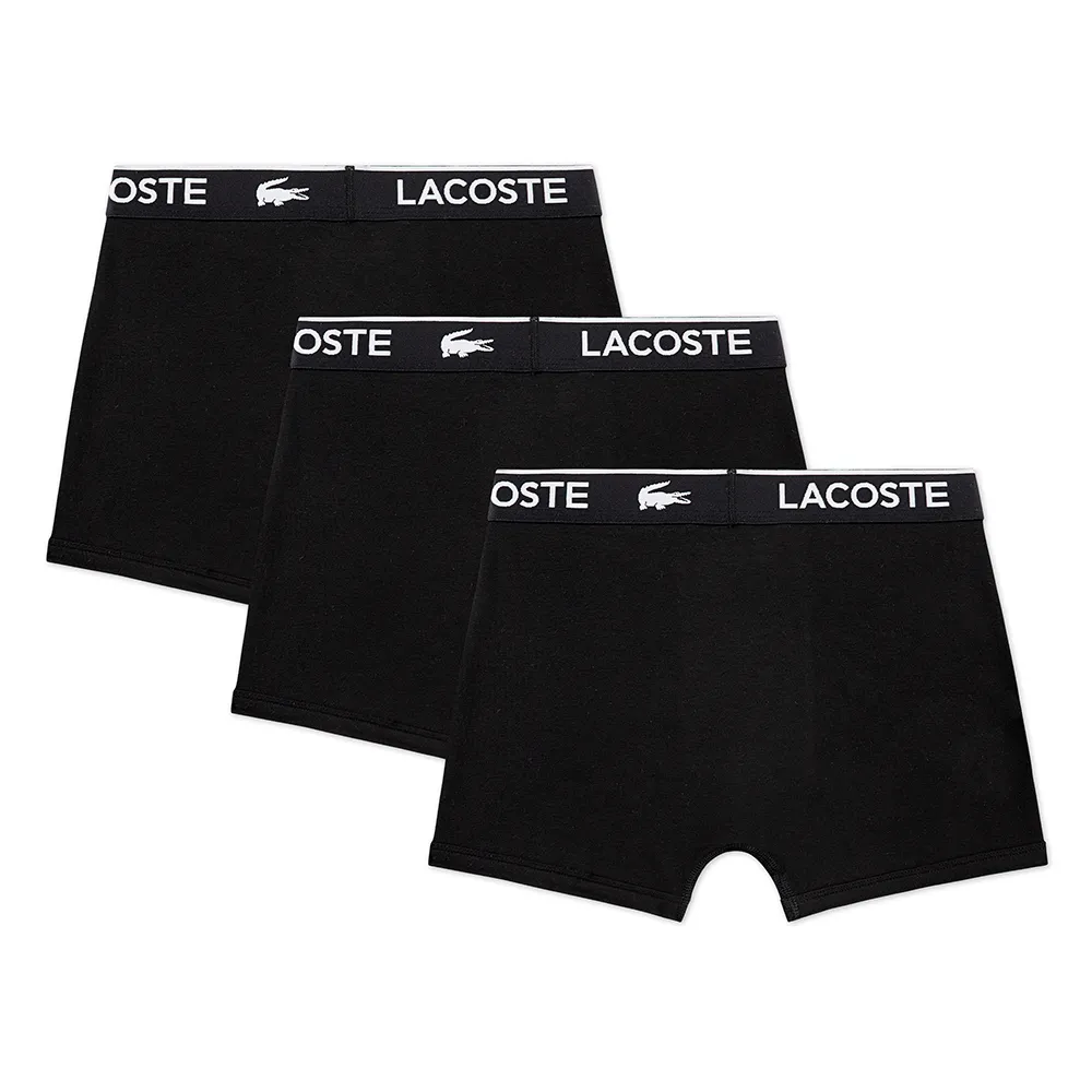 Детские однотонные боксеры Lacoste, 3 шт Lacoste kids, черный — фото 2