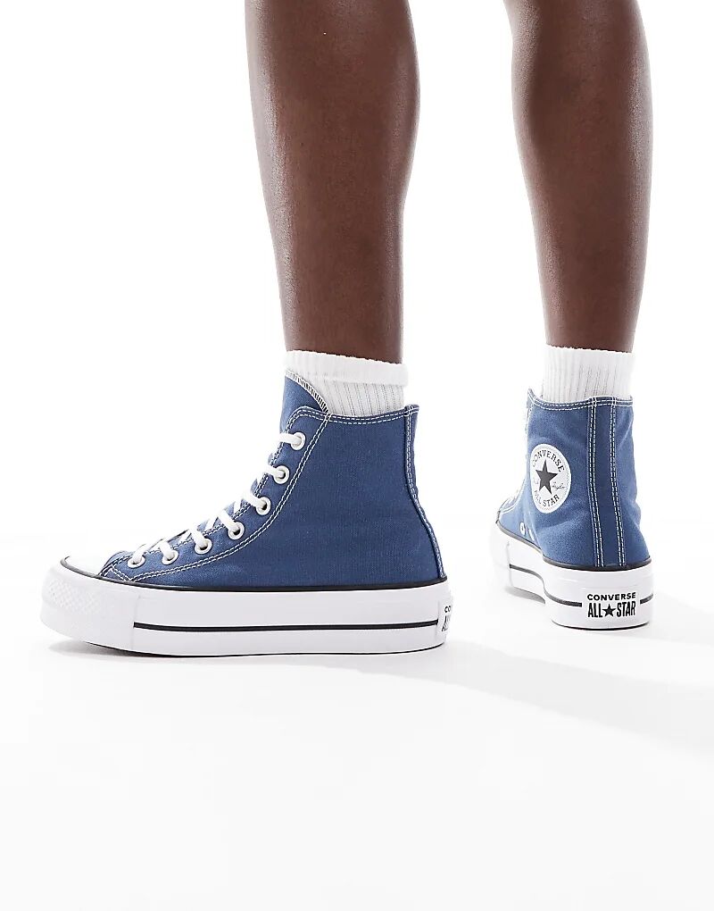 Кроссовки Converse Chuck Taylor All Star Lift Hi на платформе в темно-синем цвете — фото 3