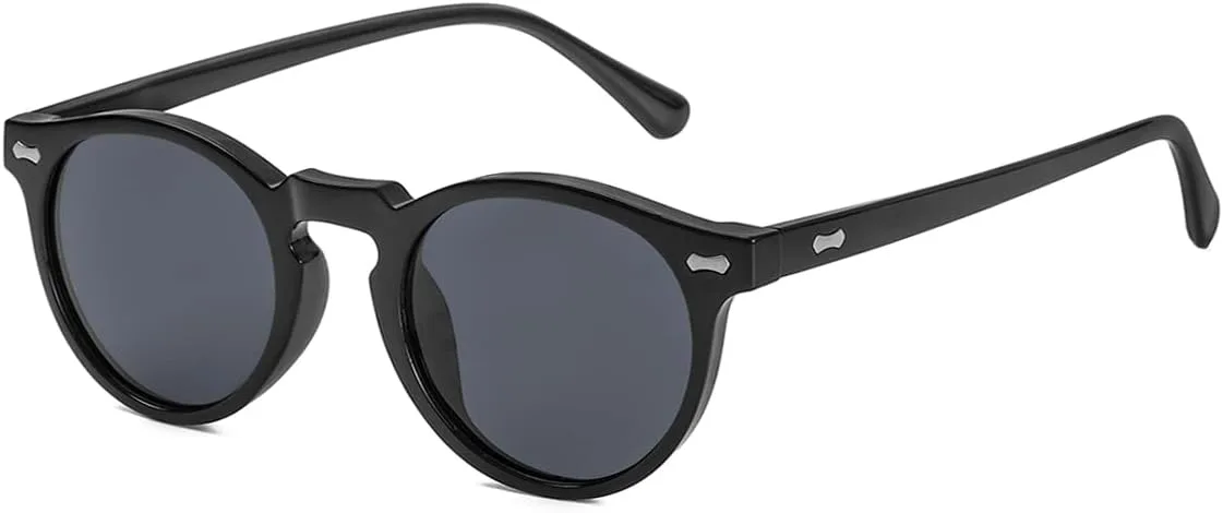 

Солнцезащитные очки Gleyemor Vintage Polarized для мужчин, круглые, с защитой UV400, в ретро-стиле, с оправой из ацетата ручной работы, 010 Black Frame/Grey Lens