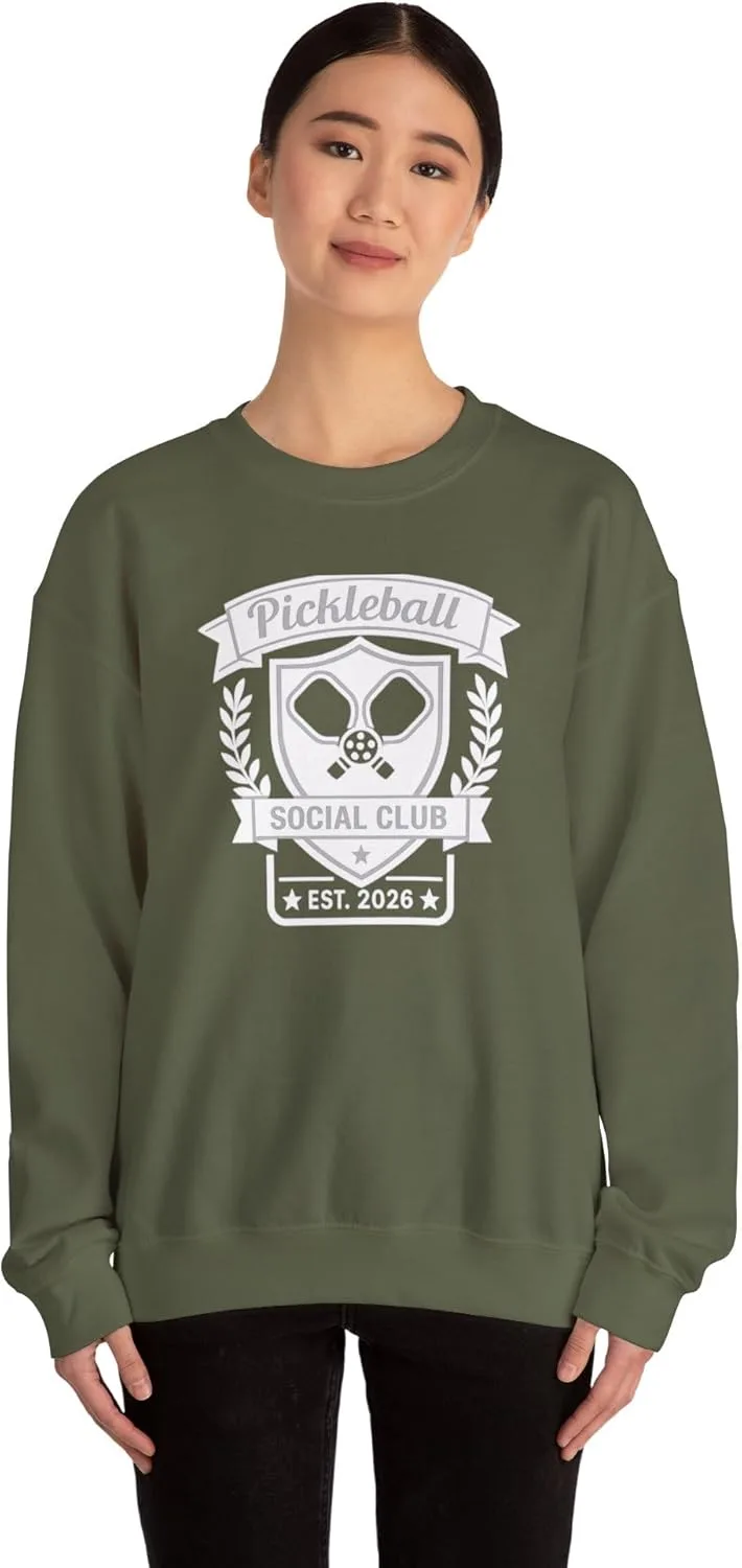 Свитшот Pickleball Social Club | Минималистичный дизайн с бейджем клуба | Мягкий унисекс-пуловер средней плотности GENERIC, темно-зеленый — фото 2
