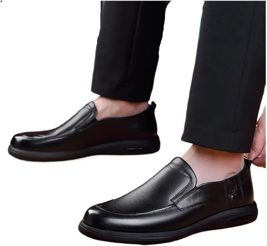 BWBVHRHZY Туфли Lässige Herren-Lederschuhe, Schwarze Slip-on-Low-Top-Mode-Lederschuhe(41 EU) — фото 2