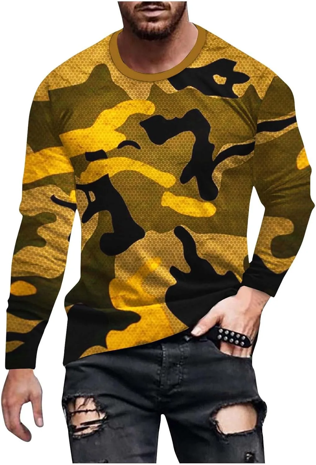 

Мужская футболка Camouflage с длинным рукавом Military Camo Zeiyignr