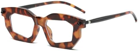 

Солнцезащитные очки Polygon 2027 для женщин, двухцветные, модные, с прозрачными линзами, в оправе в стиле панк с заклепками, солнцезащитные очки UV400 для мужчин MTZJH, Leopard Clear