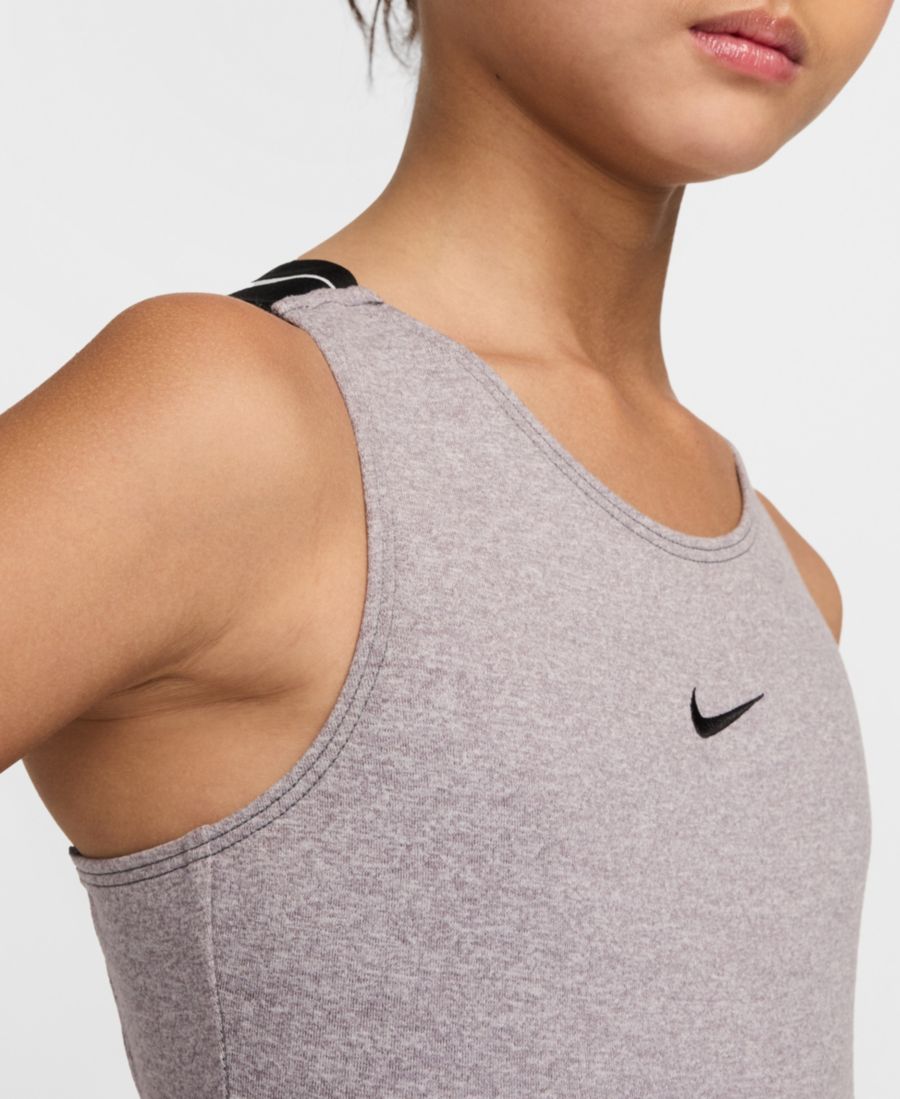 Гимнастический купальник Nike для девочек 7-16 лет с лямками и спортивной спинкой Nike Gymnastics, Heather Gray — фото 4