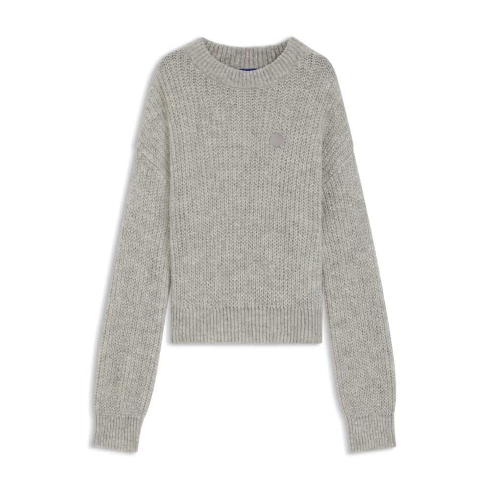 

Вязаный свитер с надписью Happy HUGO Hugo, светло-серый