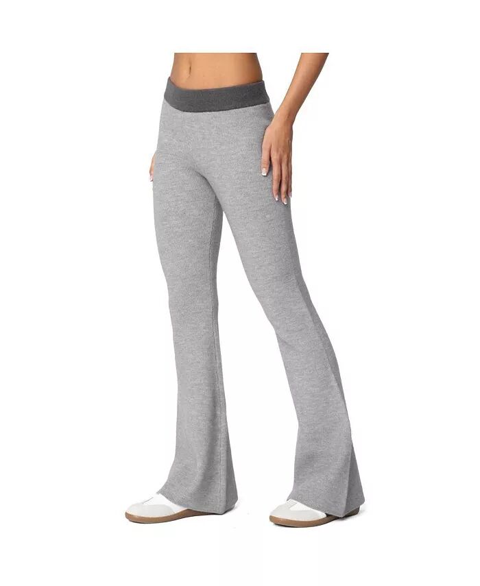 

Женские расклешенные брюки Lei Contrast Knit Edikted, серый