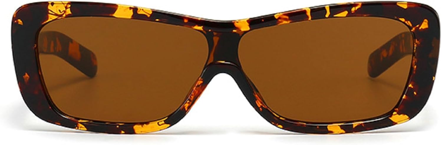 

Солнцезащитные очки в стиле ретро, ​​квадратные, цельные, с защитой от УФ-излучения UV400, для женщин и мужчин, винтажные, для летних вечеринок, с плоской верхней частью mincl, Leopard