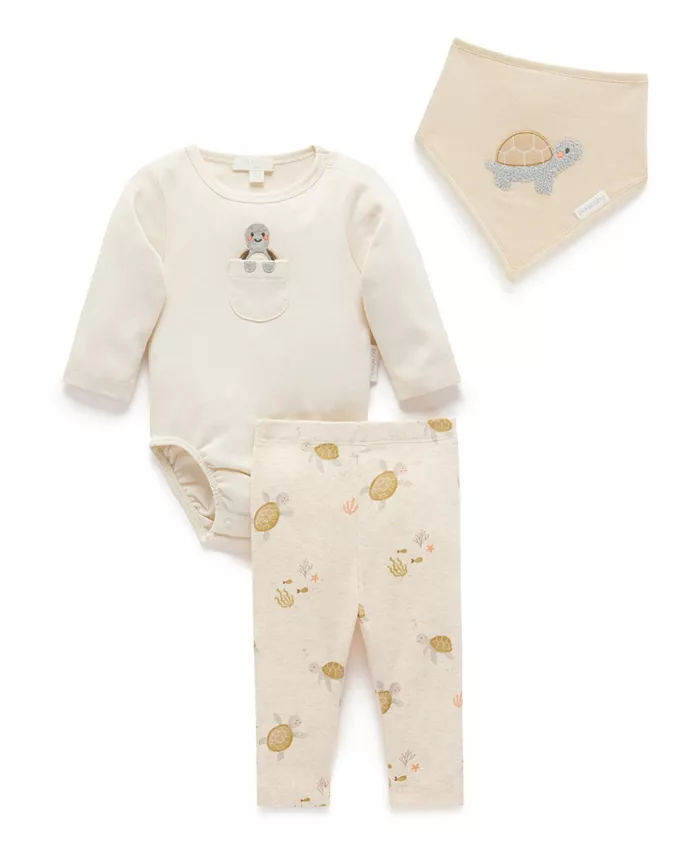

Комплект из 3 предметов: боди, леггинсы и слюнявчик Purebaby, белый