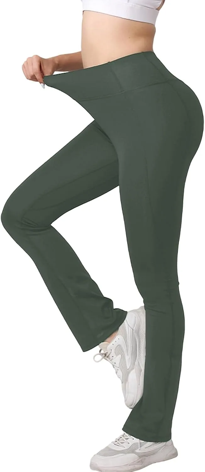 

FQZWONG женские леггинсы flare leg с высокой талией и эффектом tummy control