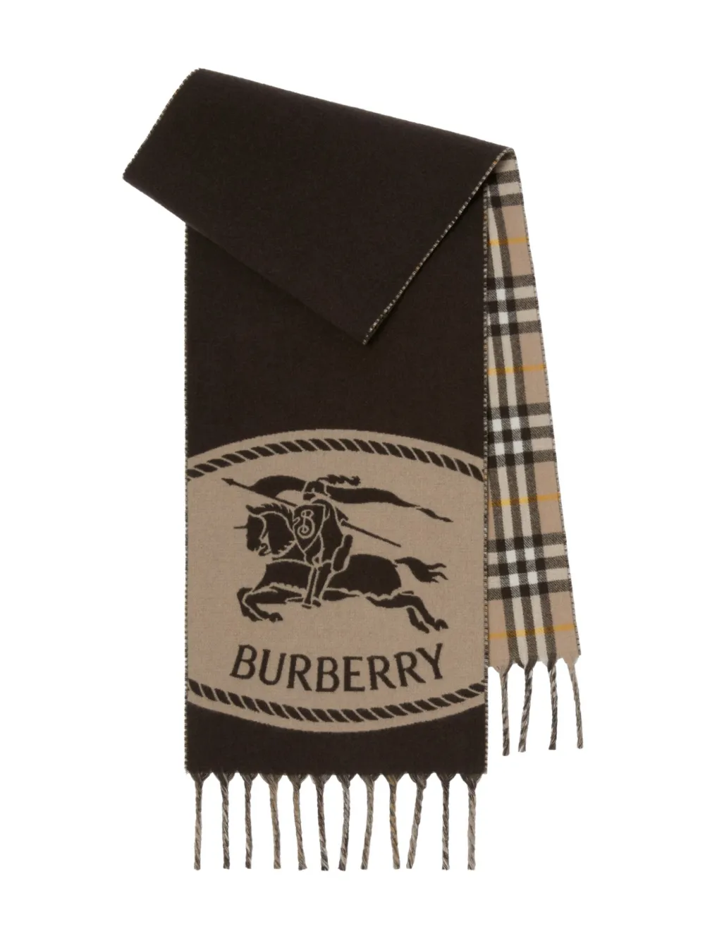 

Двусторонний кашемировый шарф BURBERRY, коричневый
