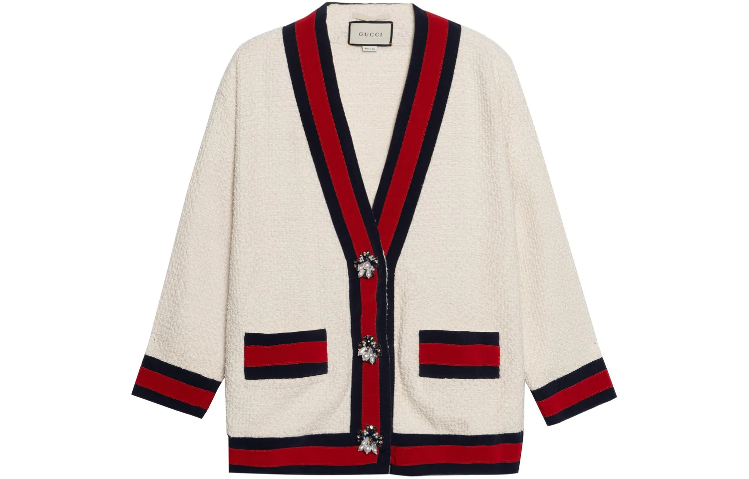 Бомбер Gucci Бомбер с веб-полосками, классический крой, белый