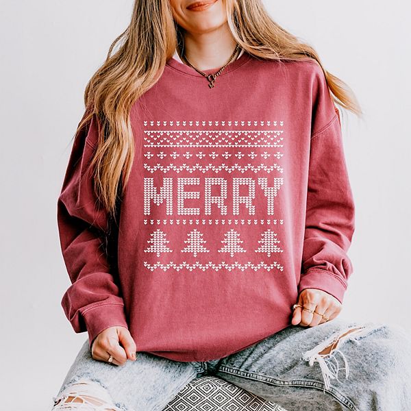 

Свитшот Ugly sweater merry для женщин, легкий, окрашенный в готовом виде Simply Sage Market, Crimson, Зеленый, Свитшот Ugly sweater merry для женщин, легкий, окрашенный в готовом виде Simply Sage Market, Crimson
